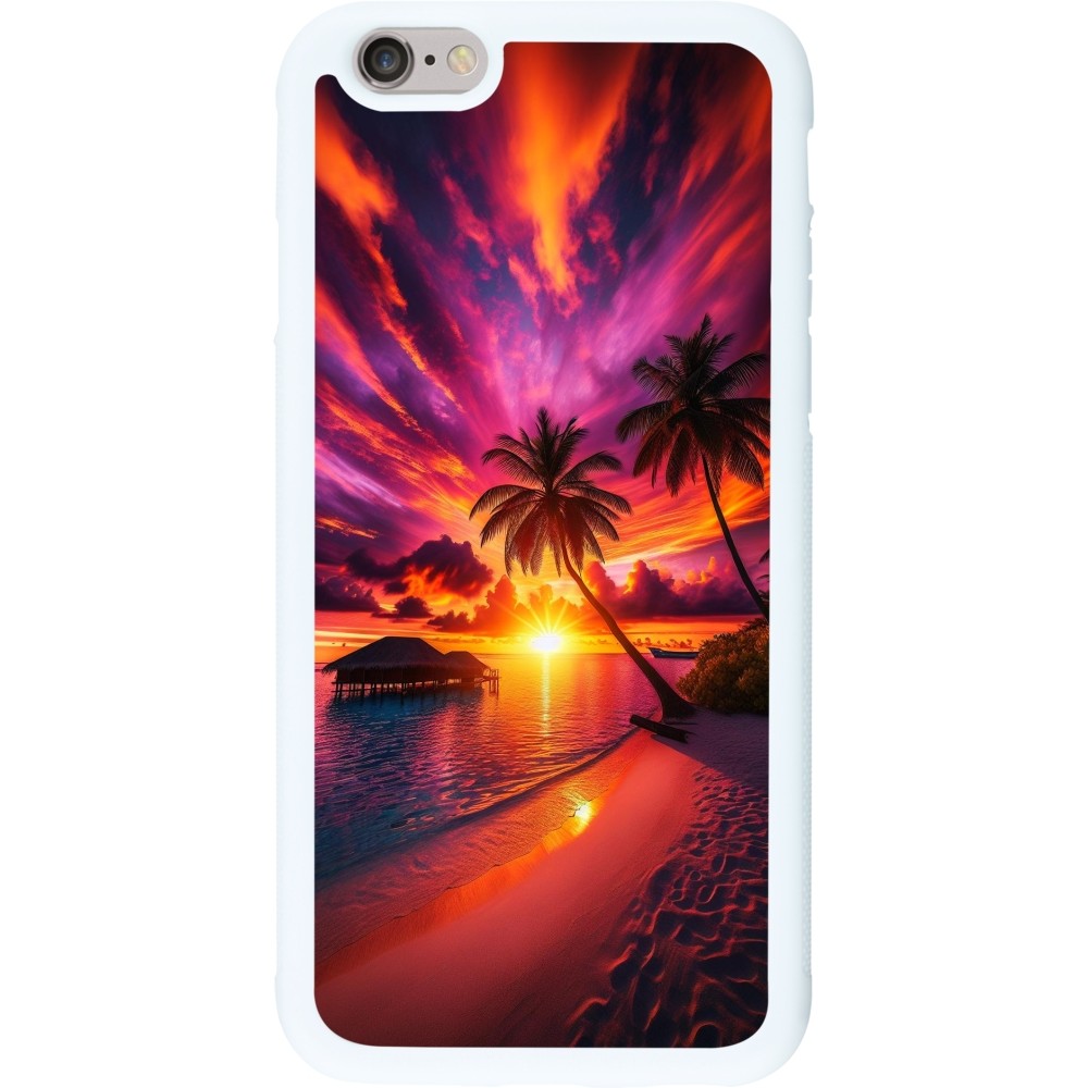 Coque iPhone 6/6s - Silicone rigide blanc Maldives Dusk Bliss