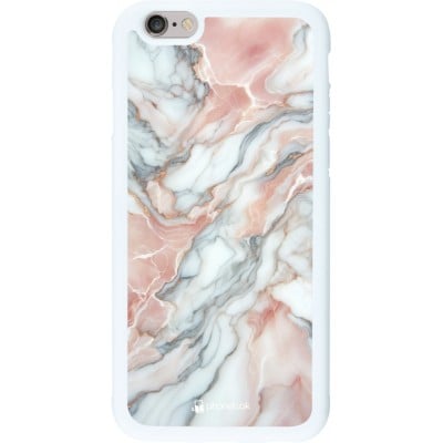 Coque iPhone 6/6s - Silicone rigide blanc Marbre Rose Lumineux