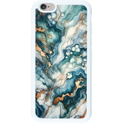 Coque iPhone 6/6s - Silicone rigide blanc Marbre Vert Bleu Doré