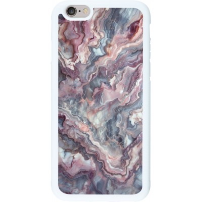 Coque iPhone 6/6s - Silicone rigide blanc Marbre violette argentée