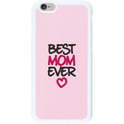 Coque iPhone 6/6s - Silicone rigide blanc Mom 2023 best Mom ever pink