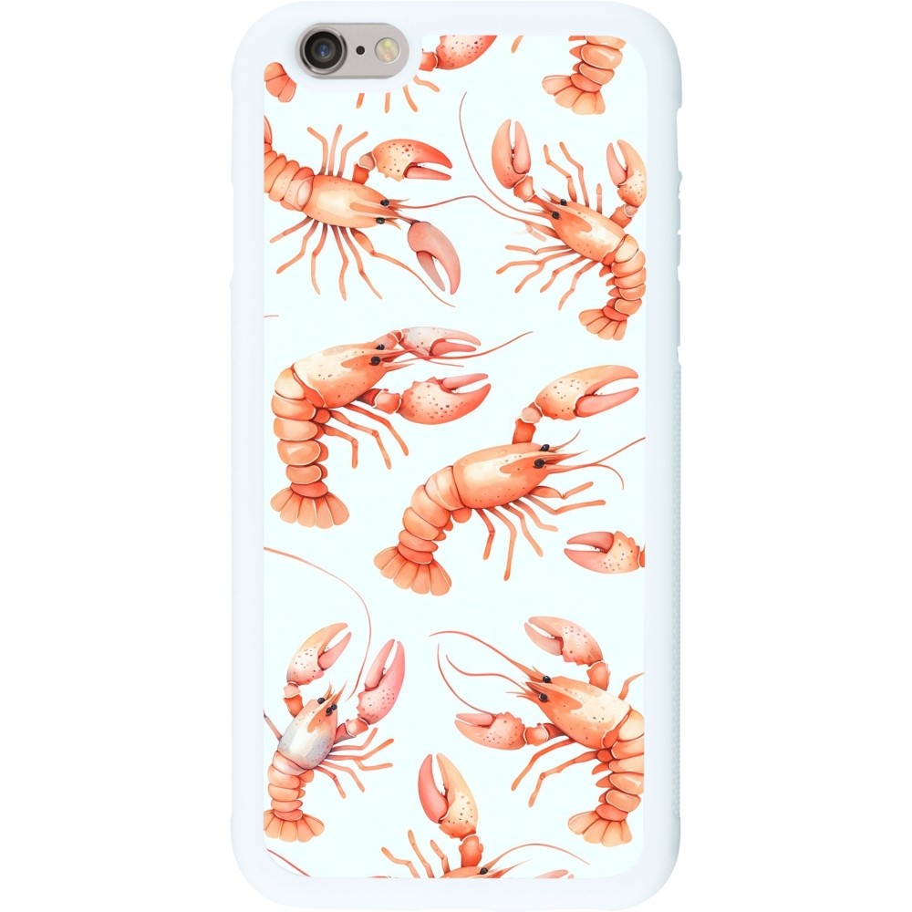 Coque iPhone 6/6s - Silicone rigide blanc Pattern de homards pastels