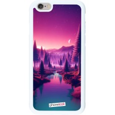 Coque iPhone 6/6s - Silicone rigide blanc Paysage Violet-Rose