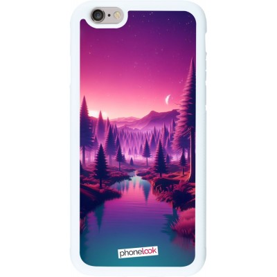 Coque iPhone 6/6s - Silicone rigide blanc Paysage Violet-Rose