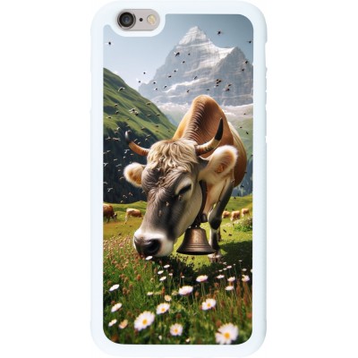 Coque iPhone 6/6s - Silicone rigide blanc Vache montagne Valais