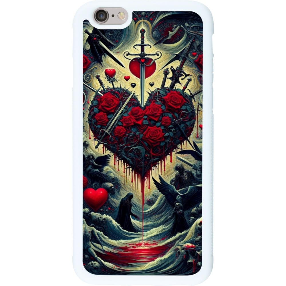 Coque iPhone 6/6s - Silicone rigide blanc Dark Love Coeur Sang