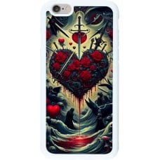 Coque iPhone 6/6s - Silicone rigide blanc Dark Love Coeur Sang