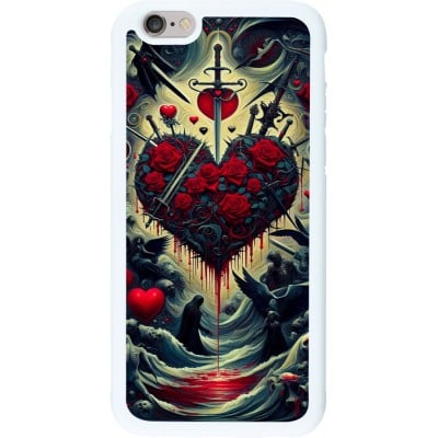 Coque iPhone 6/6s - Silicone rigide blanc Dark Love Coeur Sang