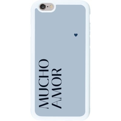 Coque iPhone 6/6s - Silicone rigide blanc Valentine 2024 mucho amor azul