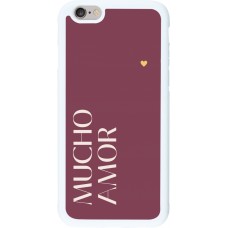 Coque iPhone 6/6s - Silicone rigide blanc Valentine 2024 mucho amor rosado