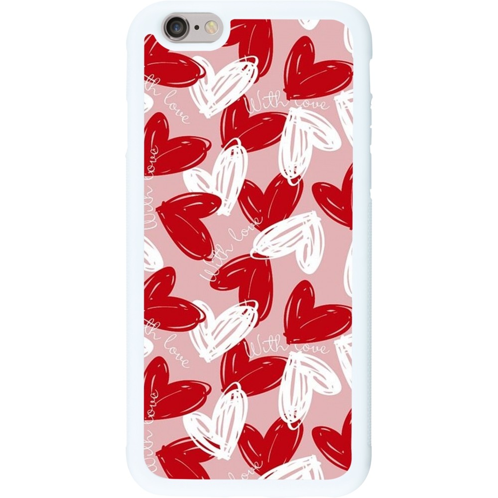 Coque iPhone 6/6s - Silicone rigide blanc Valentine 2024 with love heart