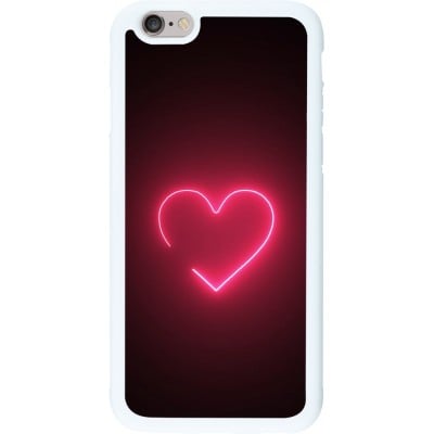 Coque iPhone 6/6s - Silicone rigide blanc Valentine 2023 single neon heart