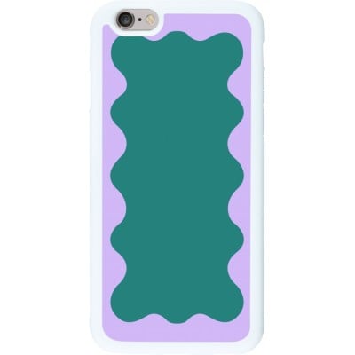 Coque iPhone 6/6s - Silicone rigide blanc Wavy Rectangle Green Purple