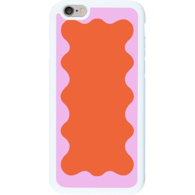 Coque iPhone 6/6s - Silicone rigide blanc Wavy Rectangle Orange Pink