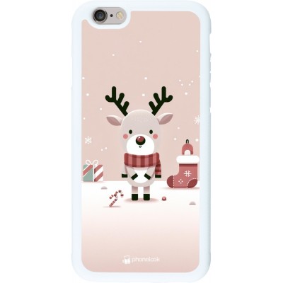 Coque iPhone 6/6s - Silicone rigide blanc Noël 2023 Choupinette Renne