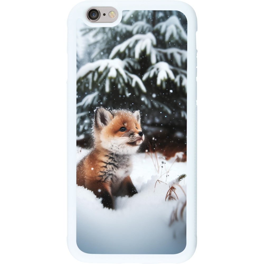 Coque iPhone 6/6s - Silicone rigide blanc Noël 2023 Renardeau sapin