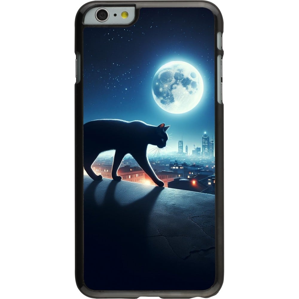 Coque iPhone 6 Plus / 6s Plus - Chat noir sous la pleine lune