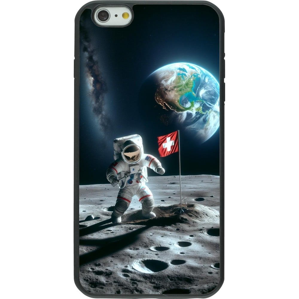 Coque iPhone 6 Plus / 6s Plus - Silicone rigide noir Astro Suisse sur lune