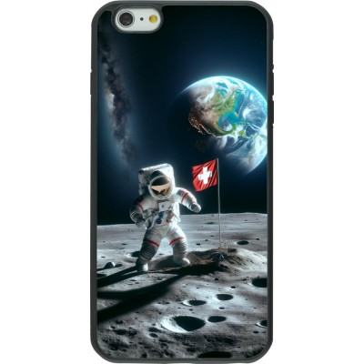 Coque iPhone 6 Plus / 6s Plus - Silicone rigide noir Astro Suisse sur lune