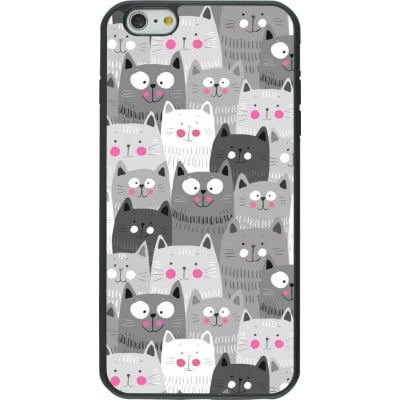 Coque iPhone 6 Plus / 6s Plus - Silicone rigide noir Chats gris troupeau