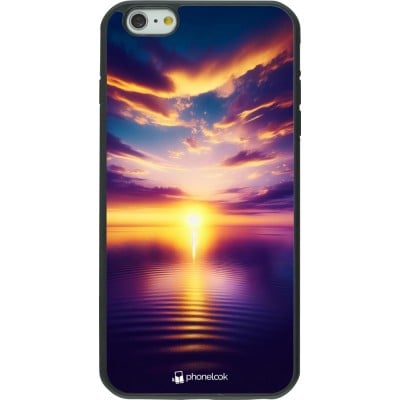 Coque iPhone 6 Plus / 6s Plus - Silicone rigide noir Coucher soleil jaune violet