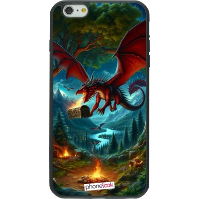 Coque iPhone 6 Plus / 6s Plus - Silicone rigide noir Dragon Volant Forêt Trésor