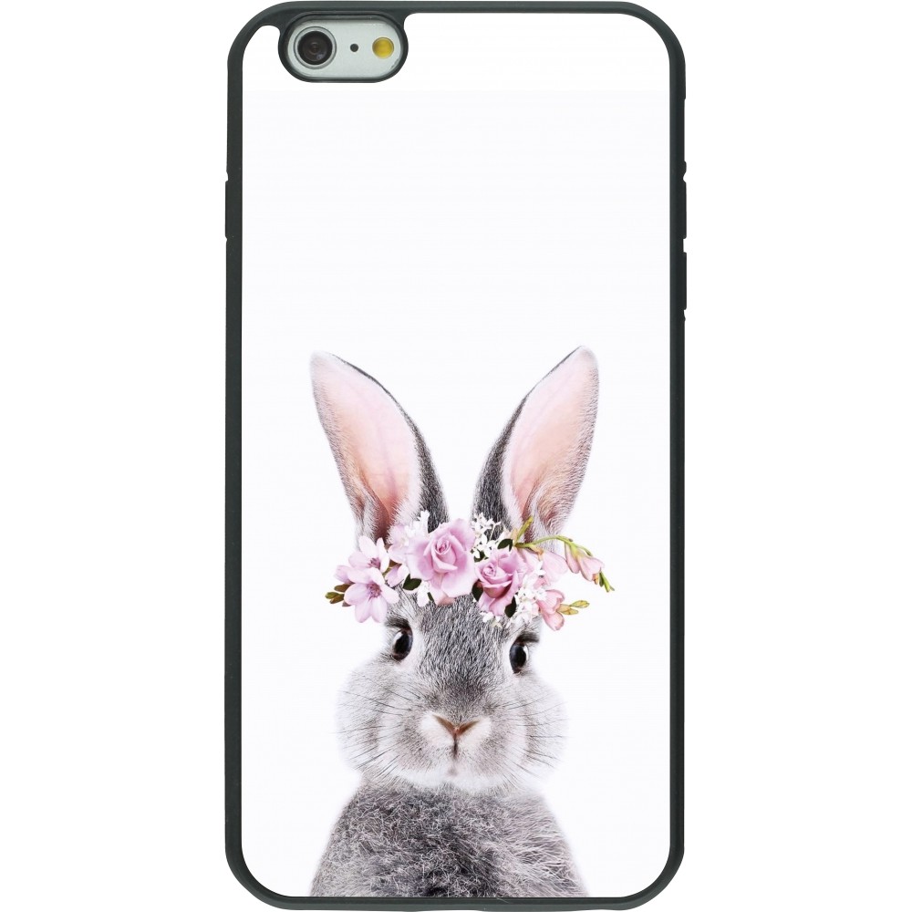 Coque iPhone 6 Plus / 6s Plus - Silicone rigide noir Easter 2023 flower bunny