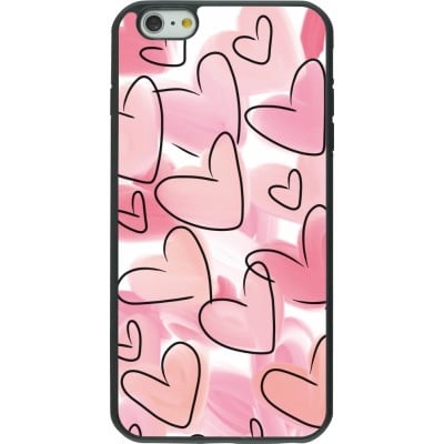 Coque iPhone 6 Plus / 6s Plus - Silicone rigide noir Easter 2023 pink hearts