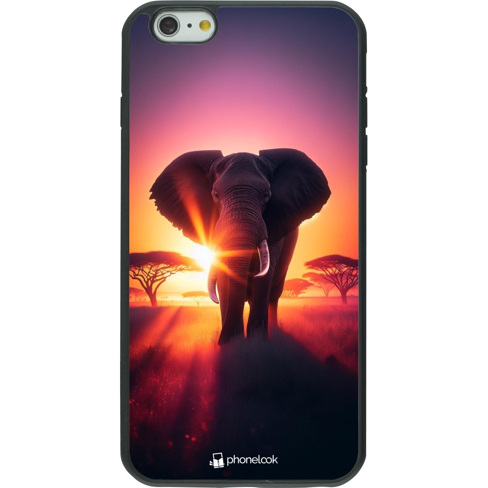 Coque iPhone 6 Plus / 6s Plus - Silicone rigide noir Elephant Sunrise Beauty