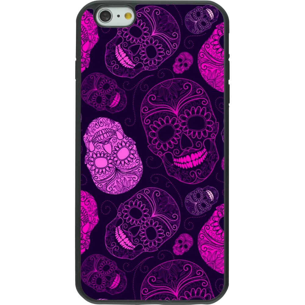 Coque iPhone 6 Plus / 6s Plus - Silicone rigide noir Halloween 2023 pink skulls