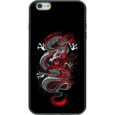 Coque iPhone 6 Plus / 6s Plus - Silicone rigide noir Japanese style Dragon Tattoo Red Black