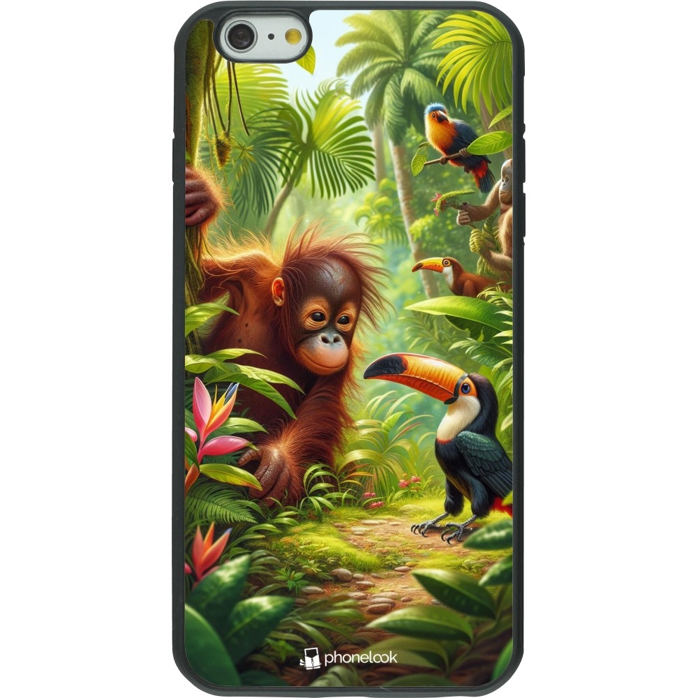 Coque iPhone 6 Plus / 6s Plus - Silicone rigide noir Jungle Tropicale Tayrona