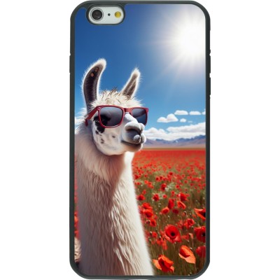 Coque iPhone 6 Plus / 6s Plus - Silicone rigide noir Lama Chic en Coquelicot