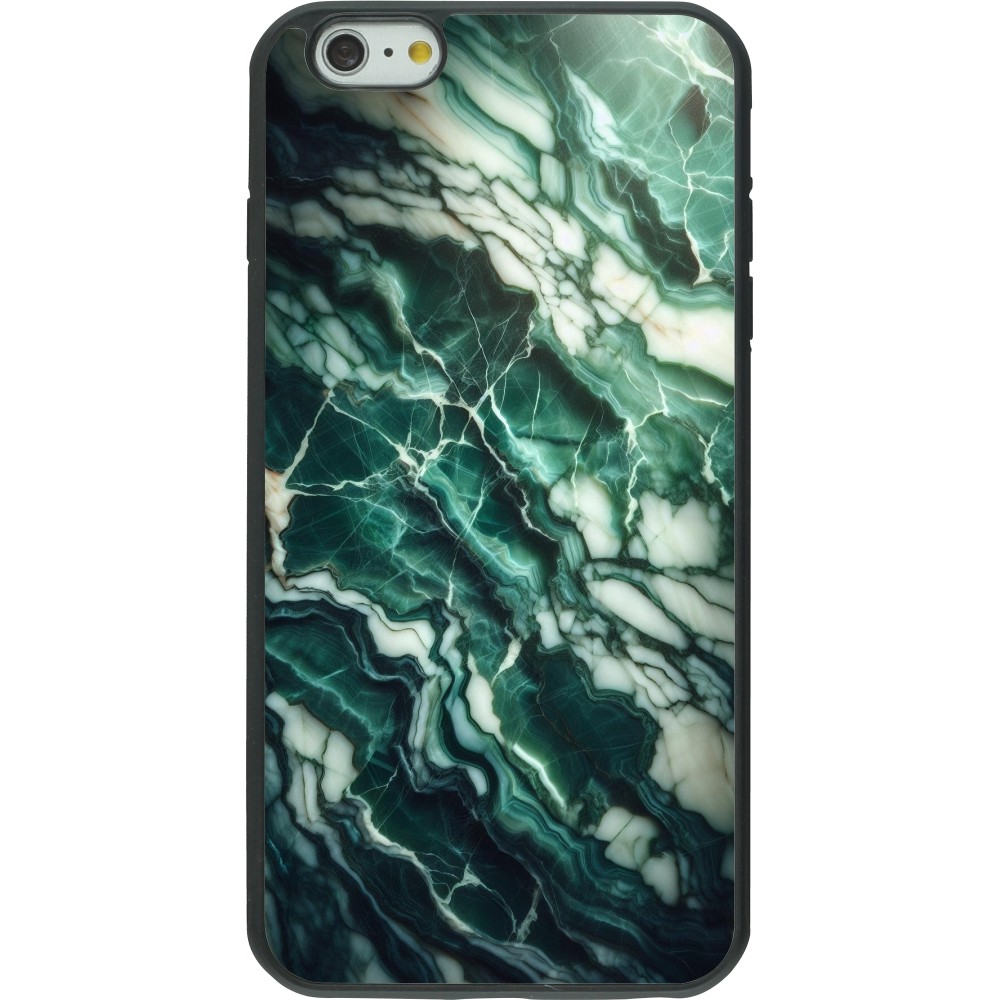 Coque iPhone 6 Plus / 6s Plus - Silicone rigide noir Marbre vert majestueux