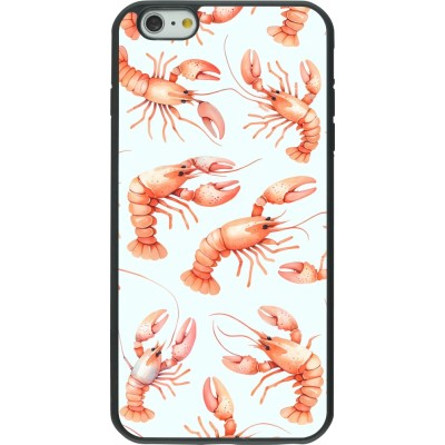 Coque iPhone 6 Plus / 6s Plus - Silicone rigide noir Pattern de homards pastels