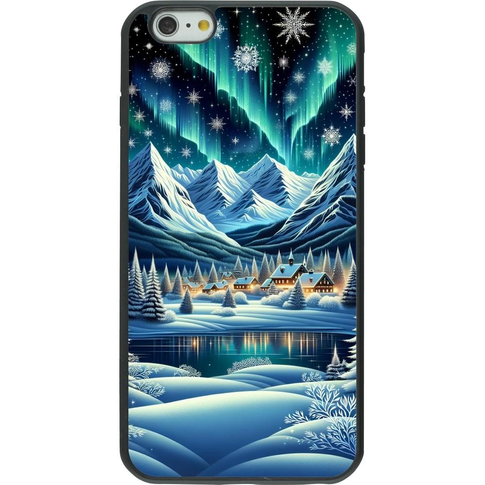 iPhone 6 Plus / 6s Plus Case Hülle - Silikon schwarz Verschneites Bergdorf am See in der Nacht