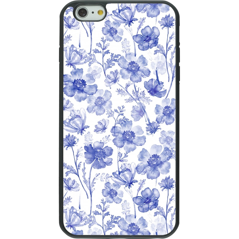 Coque iPhone 6 Plus / 6s Plus - Silicone rigide noir Spring 23 watercolor blue flowers