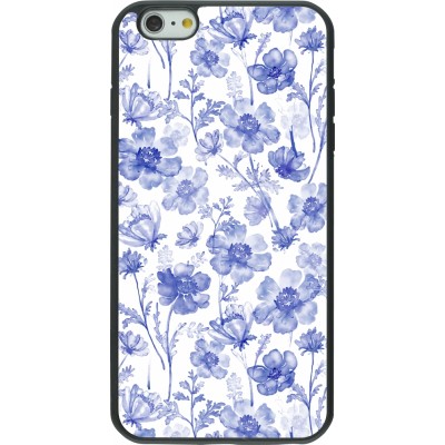 Coque iPhone 6 Plus / 6s Plus - Silicone rigide noir Spring 23 watercolor blue flowers