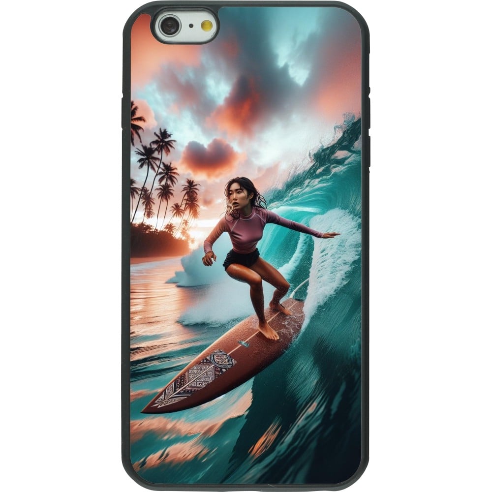 Coque iPhone 6 Plus / 6s Plus - Silicone rigide noir Surfeuse Balinaise