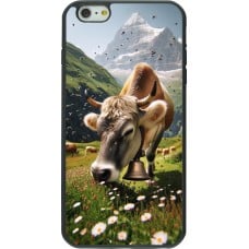 Coque iPhone 6 Plus / 6s Plus - Silicone rigide noir Vache montagne Valais