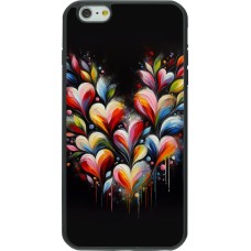 Coque iPhone 6 Plus / 6s Plus - Silicone rigide noir Valentine 2024 Coeur Noir Abstrait