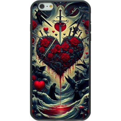 Coque iPhone 6 Plus / 6s Plus - Silicone rigide noir Dark Love Coeur Sang