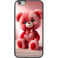 Coque iPhone 6 Plus / 6s Plus - Silicone rigide noir Valentine 2024 Ourson rose