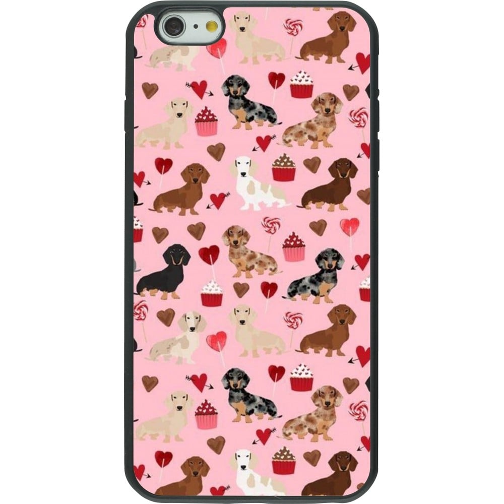 Coque iPhone 6 Plus / 6s Plus - Silicone rigide noir Valentine 2024 puppy love