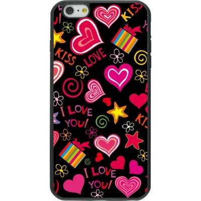 Coque iPhone 6 Plus / 6s Plus - Silicone rigide noir Valentine 2023 love symbols