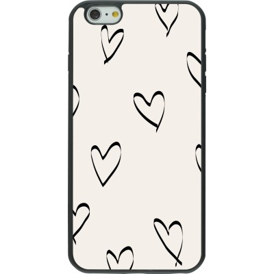 Coque iPhone 6 Plus / 6s Plus - Silicone rigide noir Valentine 2023 minimalist hearts