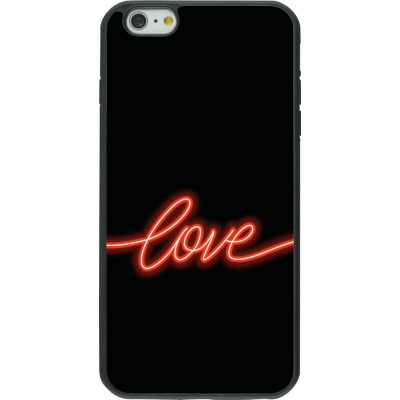 Coque iPhone 6 Plus / 6s Plus - Silicone rigide noir Valentine 2023 neon love