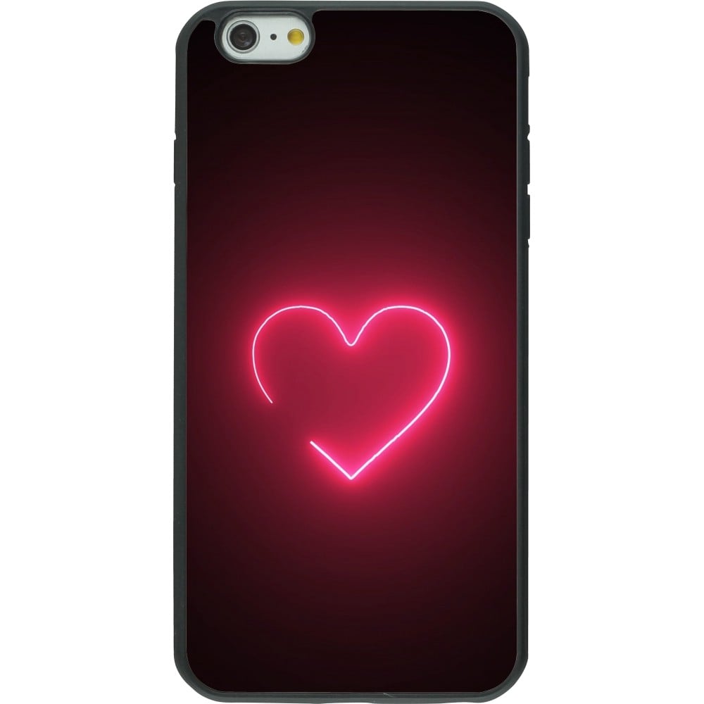 Coque iPhone 6 Plus / 6s Plus - Silicone rigide noir Valentine 2023 single neon heart