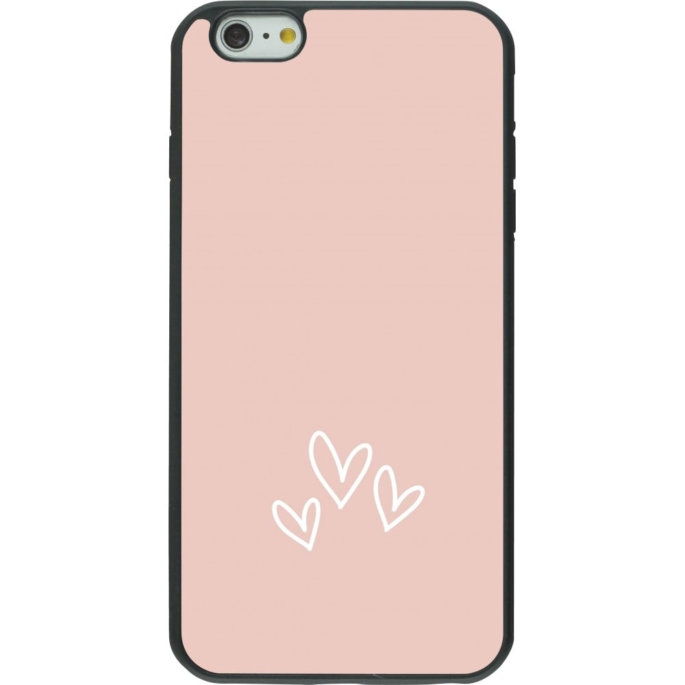 Coque iPhone 6 Plus / 6s Plus - Silicone rigide noir Valentine 2023 three minimalist hearts