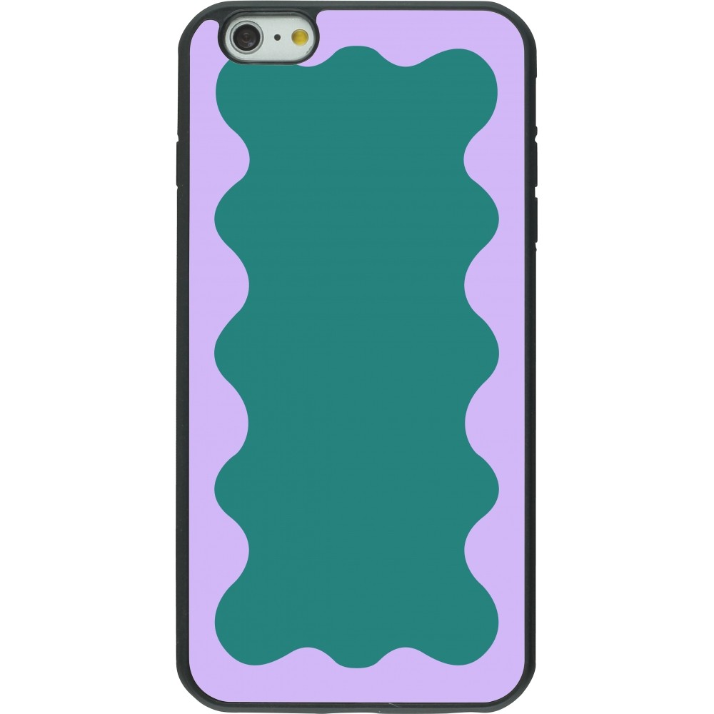 iPhone 6 Plus / 6s Plus Case Hülle - Silikon schwarz Wavy Rectangle Green Purple